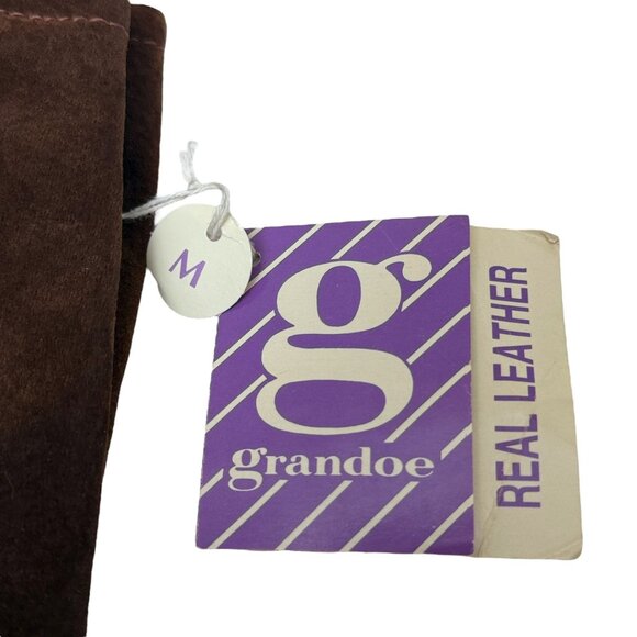 GRANDOE Brown Suede Gloves Womens Medium Genuine Leather - Picture 8 of 11